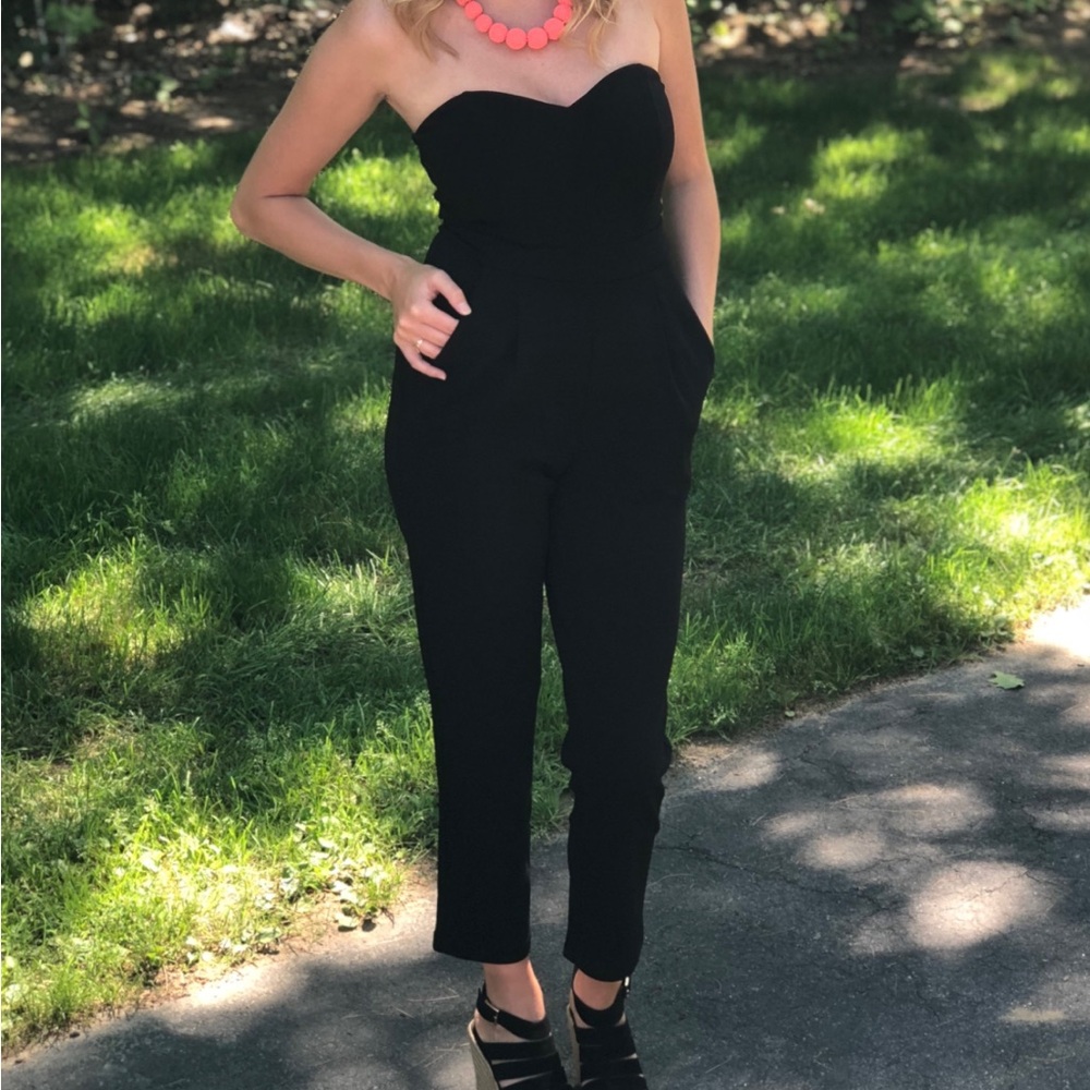 Express Elegant Black Strapless Jumpsuit